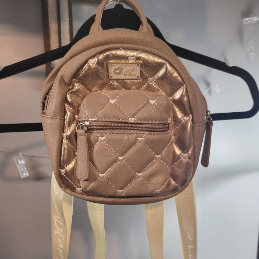 Betsey Johnson Quilted Mini Backpack in Rose Gold